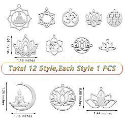 12Pcs 12 Style 201 Stainless Steel Pendants&nbsp;STAS-SZ0002-48P
