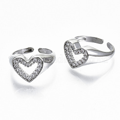 Brass Micro Pave Clear Cubic Zirconia Cuff Rings&nbsp;RJEW-S045-015P-NR