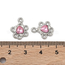 合金ライトローズラインストーンシャンデリアコンポーネントリンク  ハート  プラチナ  14.5x12x3mm  穴：1.5mm&nbsp;PALLOY-P317-09P