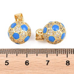 Sports Theme Brass Micro Pave Clear Cubic Zirconia Pendants&nbsp;KK-D232-22G