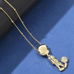 Brass Micro Pave Clear Cubic Zirconia Pendant Necklaces&nbsp;LS-NJEW-M084-01G-01