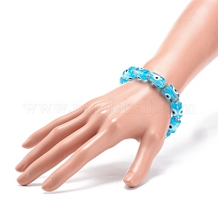 ハンドメイド ランプワーク カラム ナザールボンジュウ ビーズ ストレッチ ブレスレット 女性用  ミックスカラー  内径：2-1/8インチ（5.25cm）&nbsp;BJEW-JB08687