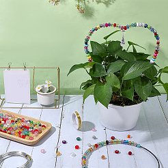 DIY植物スタンド作りキット  鉄製のエアプラントスタンドを含む  アルミニウムと銅線  アクリルパーツ＆リンク＆ビーズ  プラスチックと樹脂のビーズ  ミックスカラー  315x230x3mm&nbsp;DIY-SC0033-45