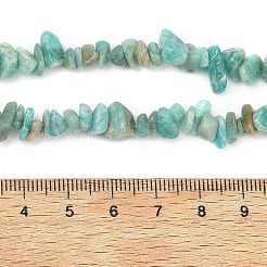 天然石アマゾナイトビーズ連売り  チップ  6~11x5~9x3~7.5mm  穴：0.5mm  29.53''（75センチメートル）&nbsp;G-K409-A01-01