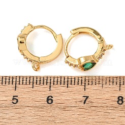 Heart Brass Pave Cubic Zirconia Huggie Hoop Earrings&nbsp;KK-D259-13A-G