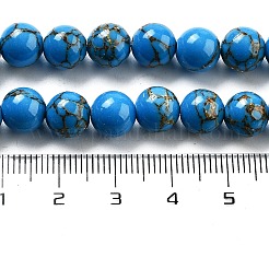 Synthetic Gold Line Turquoise Beads Strands&nbsp;G-H026-01A-02