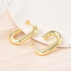 女性のための真鍮のスタッドピアス  ハーフフープピアス  14KGP本金メッキ  30x20x5mm&nbsp;KK-CBAD851-11G
