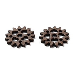 クルミ材の中空ペンダント  ハートのギアチャーム  染色されていない  コーヒー  23.5x2mm  穴：4mm＆2.5mm&nbsp;WOOD-G018-02-1