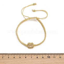 Brass Pave Cubic Zirconia Rectangle Braided Bead Bracelets&nbsp;FB-CBA9090-01