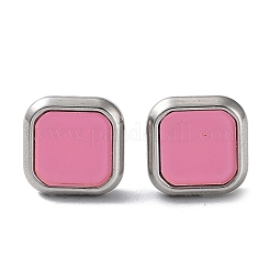 6色のスクエアアクリルスタッドピアス2ペア  ゴールド＆ステンレスカラー 304ステンレススチールイヤリング  パールピンク  12x12mm  3ペア/カラー&nbsp;EJEW-A024-03A