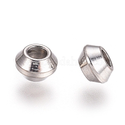 変色防止ロンデル 304 ステンレススチール スペーサービーズ  ステンレス鋼色  4x2.5mm  穴：1.6mm&nbsp;STAS-G130-55P