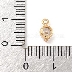 フラットラウンド真鍮製マイクロパヴェキュービックジルコニアチャーム  ライトゴールド  透明  8.5x5x3.5mm  穴：1.2mm&nbsp;KK-Z072-02KCG-01