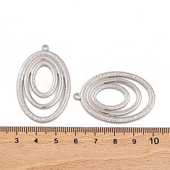 変色しない304ステンレススチールペンダント  オーバルチャーム  ステンレス鋼色  42.5x28x2mm  穴：2mm&nbsp;STAS-G335-06P