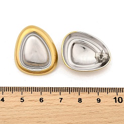 304ステンレススチール製ツートントライアングルスタッドピアス  ゴールデン·ステンレス鋼色  27x23mm&nbsp;EJEW-Z116-03GP-01
