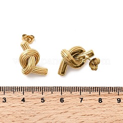 304ステンレススチールノットスタッドピアス  イオンプレーティング（ip）  18KGP本金メッキ  22x12.5mm&nbsp;EJEW-K268-45G