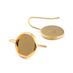 304ステンレススチールピアスフック  カボションセッティング  フラットラウンド  18KGP本金メッキ  21mm  21ゲージ  ピン：0.7mm  トレイ：12mm&nbsp;STAS-C044-01C-G