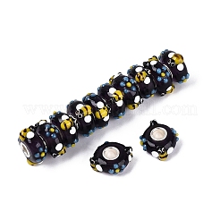 3D Lampwork & Brass Core European Beads&nbsp;LAMP-Q042-01B