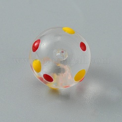 手作りランプワークビーズ  ラウンド  水玉模様  12x11mm  穴：1.6mm&nbsp;LAMP-CJC0007-10C