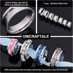 21Pcs 7 Size 201 Stainless Steel Grooved Finger Ring for Women&nbsp;RJEW-DC0001-08
