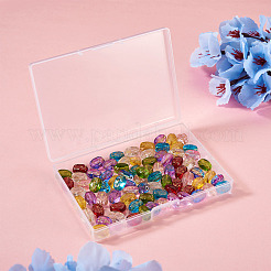 96個8色透明ガラスビーズ連売り  オーバル  ミックスカラー  11x8x5.5mm  穴：1mm  12個/カラー&nbsp;GLAA-CW0001-04