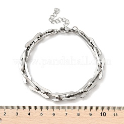 304ステンレススチール長方形リンクチェーンブレスレット男性と女性用  ステンレス鋼色  8-1/2インチ（21.7cm）&nbsp;BJEW-D042-46P