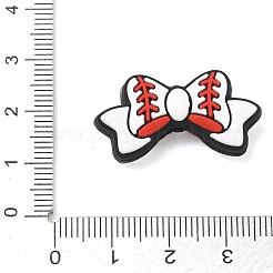 スポーツシリコンビーズ  焦点ビーズ  野球の蝶結び  レッド  15x28x7mm  穴：2.5mm&nbsp;SL-CBAF318-E03