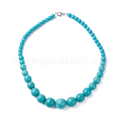 Dyed Synthetic Turquoise Graduated Beaded Necklaces&nbsp;NJEW-P279-03