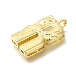 ラックメッキ真鍮チャーム  長持ちメッキ  カドミウムフリー＆鉛フリー  18KGP本金メッキ  文字r  26x14x4.8mm  穴：2.5x2.8mm&nbsp;KK-I721-02G-R
