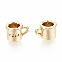 真鍮製チャーム  ニッケルフリー  カフェのカップ  18KGP本金メッキ  6.5x10x7mm  穴：1x2mm&nbsp;KK-S360-030-NF