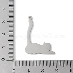 304ステンレスペンダント  猫の形のチャーム  ステンレス鋼色  29.5x21.5x1.5mm  穴：1.5mm&nbsp;LS-STAS-E501-11P