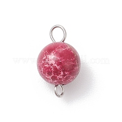 Dyed Natural Imperial Jasper Round Connector Charms&nbsp;PALLOY-JF04248-01