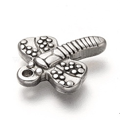 304ステンレスペンダント  トンボ  アンティークシルバー  17.5x14.5x2.5mm  穴：1.6mm&nbsp;STAS-I170-42AS