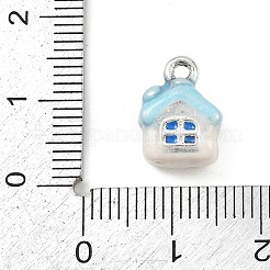 合金エナメルチャーム  ハウス  アンティークシルバー  空色  13x9.5x7mm  穴：1.4mm&nbsp;FIND-Z106-03AS