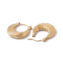 イオンプレーティング（IP）304ステンレススチールクロワッサンフープピアス（女性用）  ゴールドカラー  20.5x20x3.5mm  ピン：0.6mm&nbsp;EJEW-E199-09G