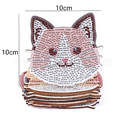 DIY ダイヤモンド ペインティング 動物テーマ コースター キット  アクリルラインストーンバッグ付き  ダイヤモンド付箋  トレープレートと接着剤クレイ  ミックスカラー  100mm  8個/セット&nbsp;PW-WGBBB48-01