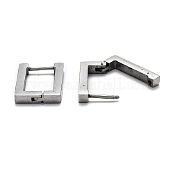 変色しにくい304ステンレススチールの長方形のフープピアス  ステンレス鋼色  17.5x12.5x3mm  ピン：1mm&nbsp;STAS-J033-10A-P