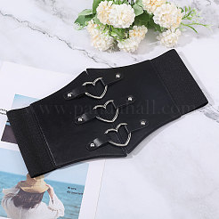 PU Leather Wide Elastic Corset Belt with Alloy Heart Buckle&nbsp;AJEW-WH0007-26