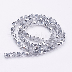 電気メッキガラスビーズセット  半分メッキ  ファセット（32ファセット）  ラウンド  銀メッキ  6mm  穴：1mm  約98~100個/連  22.6インチ&nbsp;EGLA-J042-6mm-H02