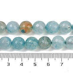 天然の龍脈瑪瑙（染色・加熱）ビーズ連売り  多面カット  ラウンド  ライトブルー  10mm  穴：1mm  約37個/連  14.45''~14.57''（36.7~37センチメートル）&nbsp;G-M437-C01-01S