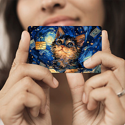 プラスチック製の防水カードステッカー  銀行カードの装飾用の粘着カードスキン  長方形  猫の形  140x190mm&nbsp;STIC-WH0032-023