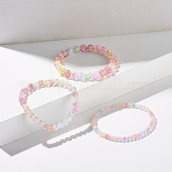 Sparkling Crackle Glass Round Beads Stretch Bracelets Set&nbsp;BJEW-JB07189