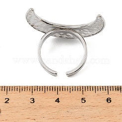 304ステンレススチールカフオープンリング  ムーン  ステンレス鋼色  内径：17.4mm&nbsp;RJEW-D350-02P