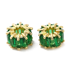 Rack Plating Brass Micro Pave Cubic Zirconia Beads&nbsp;KK-Q795-02G