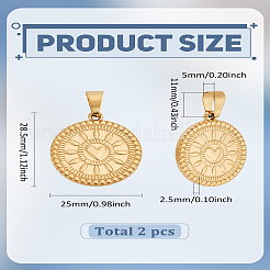 2Pcs 304 Stainless Steel Pendants&nbsp;STAS-LP0004-46