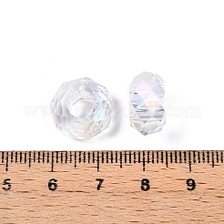 透明ガラス欧州ビーズ  大穴ビーズ  ABカラーメッキ  多面カット  ロンデル  クリアAB  13~14x7.5~8mm  穴：5.5~6mm&nbsp;GPDL-N005-D14mm-A01
