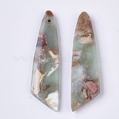 天然アクアテラジャスパーペンダント  印象ジャスパー  ナイフ形状  45x12x4mm  穴：1.2mm&nbsp;G-S366-009E