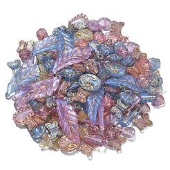 100gメッキアクリルビーズ  ライン入り  混合形状  ミックスカラー  10~39.5x10~14.5x3.5~9.5mm  穴：1.2~1.6mm&nbsp;KY-CJ0001-61