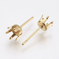 304ステンレススチールスタッドピアスセッティング  24KGP本金メッキ  15x5mm  ピン：0.8mm  トレイ：4mm&nbsp;STAS-G174-16G