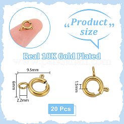 304ステンレススチールスプリングリング留め具20個  イオンプレーティング（ip）  18KGP本金メッキ  9.5x6x1.5mm  穴：2.2mm&nbsp;STAS-UN0064-43