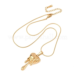 304ステンレススチール製ハートペンダントスネークチェーンネックレス（女性用）  イオンプレーティング（ip）  18KGP本金メッキ  15.94インチ（40.5cm）&nbsp;NJEW-F354-09G